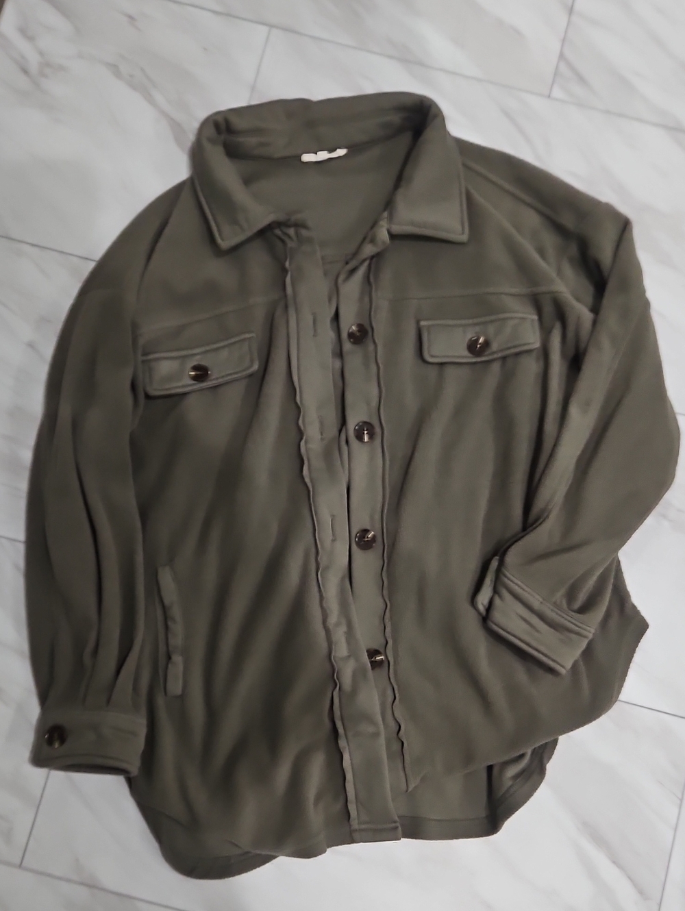 Olive Green Women's Button Shacket